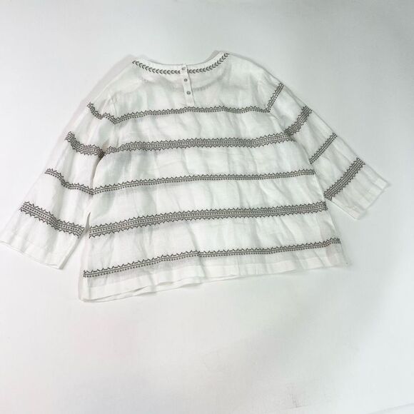 J. Jill Blouse Women's PXL Cross Stitch Embroidery Linen 3/4 Sleeve Top Shirt - Picture 10 of 11